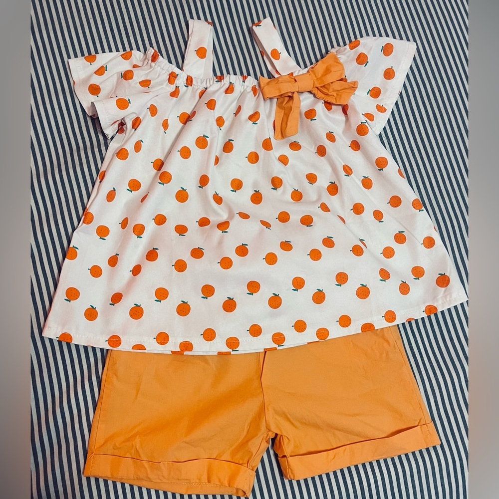 Toddler Off Shoulder Top & Shorts Set- size 120 (4T/5T)